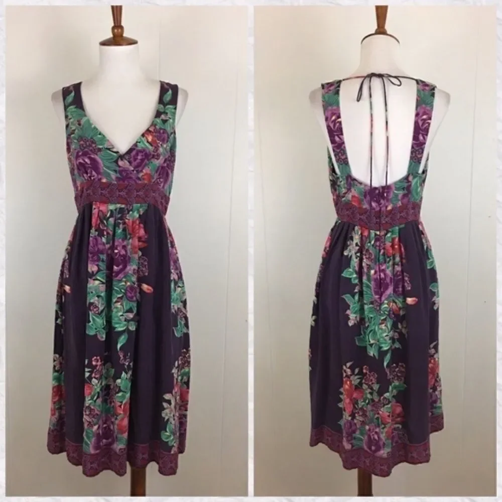 PLENTY by Tracy Reece 100% Silk Floral Sleeveless Dress